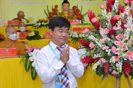 Ông Nguyễn Văn Lượng tại Đại hội đại biểu Phật giáo quận 10, TP.HCM - Ảnh: Bảo Toàn