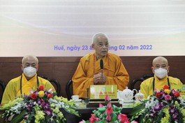 Hòa thượng Thích Đức Thanh, Trưởng ban Trị sự, Trưởng ban Tổ chức Đại hội đại biểu Phật giáo tỉnh Thừa Thiên Huế lần thứ VIII phát biểu