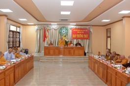 Chư tôn đức Ban Thường trực Ban Trị sự GHPGVN Bạc Liêu - Ảnh: Tĩnh Toàn