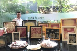 Duy Khánh cùng những tác phẩm làm từ chất liệu lá bồ đề