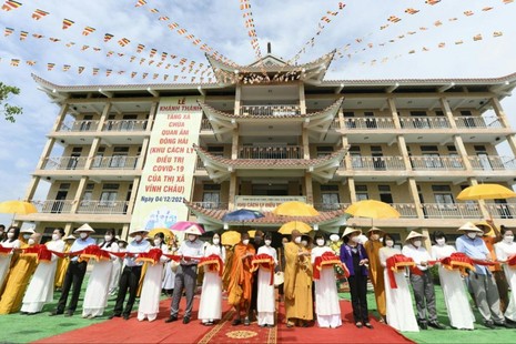 Cắt băng khánh thành tòa nhà chùa Quan Âm - Đông Hải, đưa vào làm khu cách ly điều trị Covid-19
