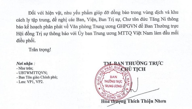 Trung ương GHPGVN ra thông bạch kêu gọi đóng góp quỹ mua vaccine phòng, chống dịch Covid-19 ảnh 2