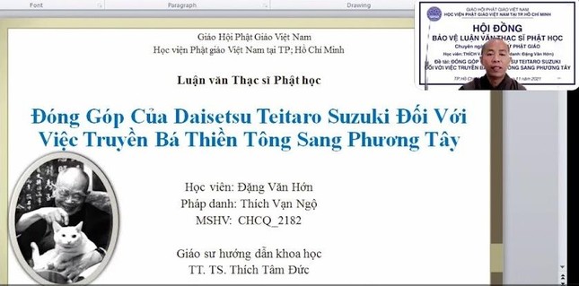 Học viện Phật giáo VN tại TP.HCM tiếp tục tổ chức bảo vệ luận văn thạc sĩ Phật học trực tuyến ảnh 1