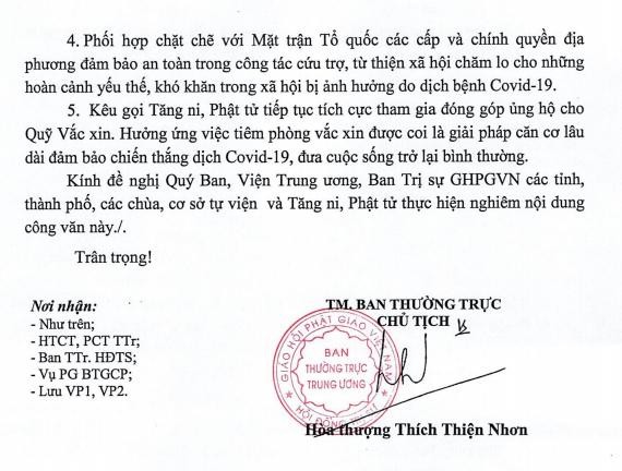 Trung ương GHPGVN đề nghị thực hiện nghiêm phòng, chống dịch Covid-19 biến chủng Delta ảnh 2