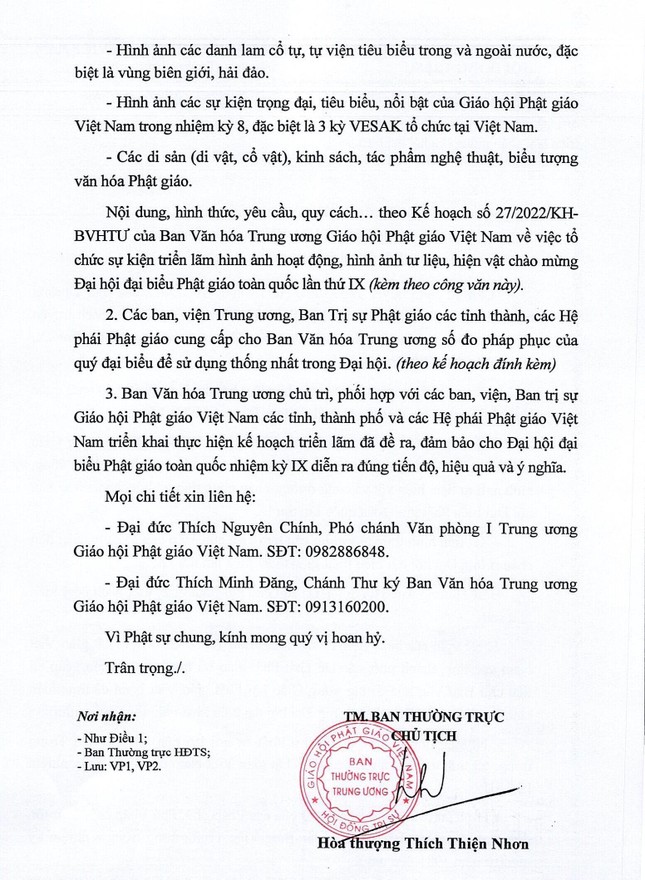 Trung ương GHPGVN đề nghị phối hợp tổ chức triển lãm chào mừng Đại hội Phật giáo toàn quốc  ảnh 2