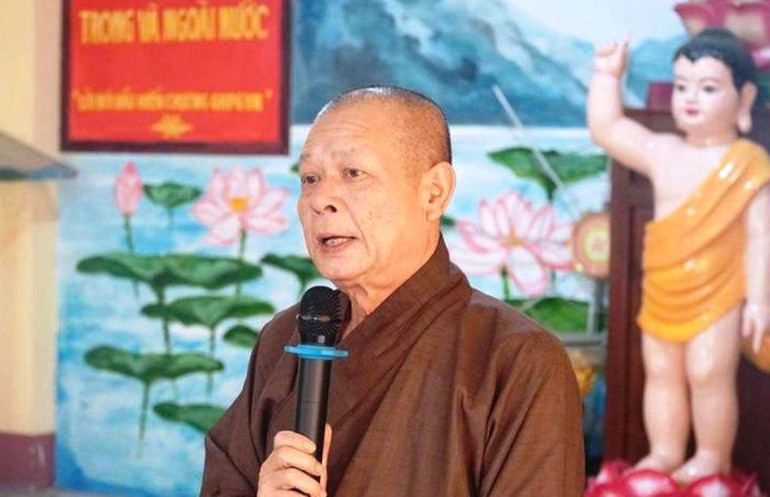 Hòa thượng Thích Nhật Ấn phát biểu chỉ đạo tại một phiên họp của Ban Trị sự GHPGVN quận Bình Tân - Ảnh: Báo Giác Ngộ
