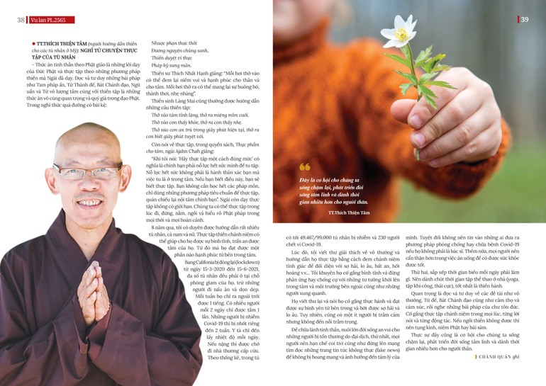 Thầy Thích Thiện Tâm, một vị tu sĩ tham gia nhiều hoạt động đưa Phật pháp vào nhà tù ở Mỹ