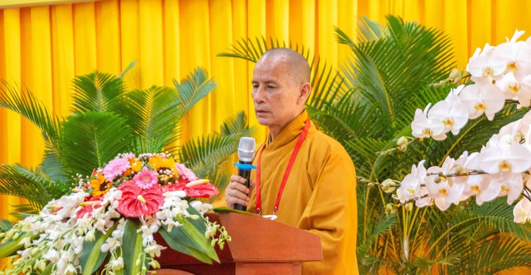 Hòa thượng Thích Thiện Thống, Phó Chủ tịch Hội đồng Trị sự vừa được suy cử tân Trưởng ban Trị sự GHPGVN tỉnh An Giang nhiệm kỳ 2022-2027 tại Đại hội Phật giáo tỉnh lần thứ VII