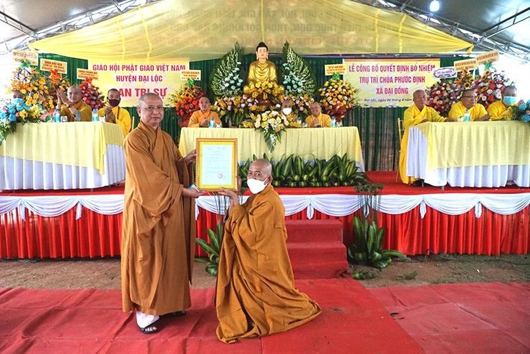 Bổ nhiệm Đại đức Thích Nguyên Tịnh trụ trì chùa Phước Định