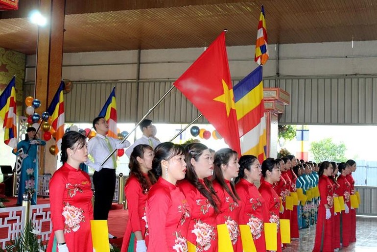 Nghi thức chào Quốc kỳ, Đạo kỳ tại lễ Phật đản Phật lịch 2566 của Ban Trị sự GHPGVN tỉnh Đồng Nai