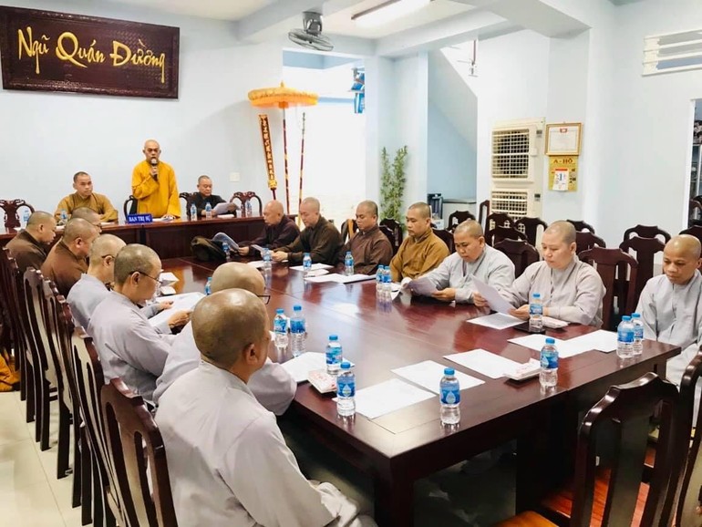Quang cảnh buổi họp của Ban Trị sự Phật giáo thành phố Vũng Tàu sáng 3-3
