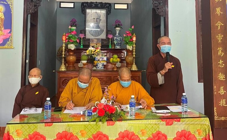 Thượng tọa Thích Như Giải, Trưởng ban Trị sự Phật giáo huyện Duy Xuyên phát biểu khai mạc