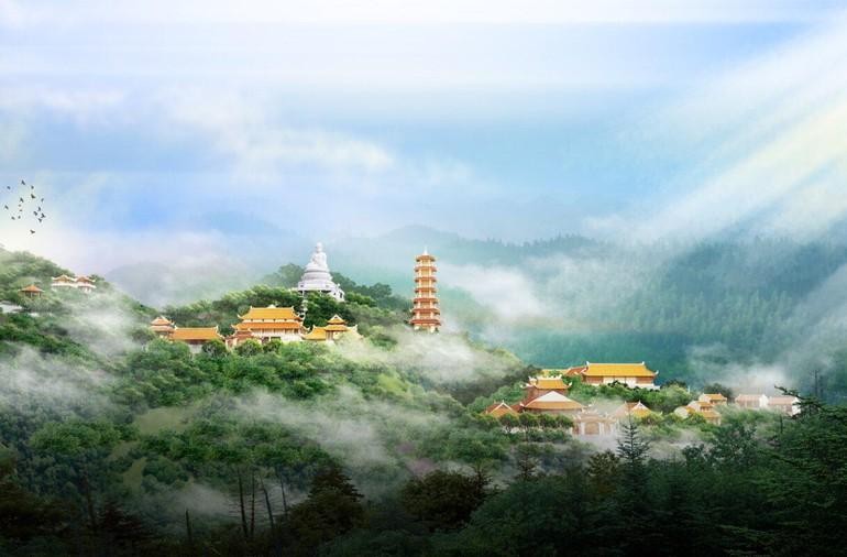 Phối cảnh bản vẽ thiết kế tổng thể công trình chùa Tương Dương
