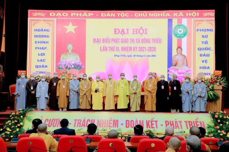 Tân Ban Trị sự Phật giáo thị xã Đông Triều ra mắt và phát biểu nhận nhiệm vụ tại đại hội