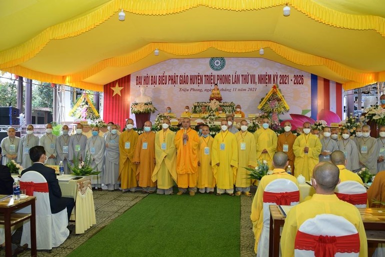 Tân Ban Trị sự Phật giáo huyện Triệu Phong ra mắt và phát biểu nhận nhiệm vụ tại đại hội