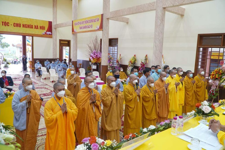 Tân Ban Trị sự Phật giáo huyện Đắk Song, nhiệm kỳ 2021-2026 ra mắt và phát biểu nhận nhiệm vụ tại hội nghị
