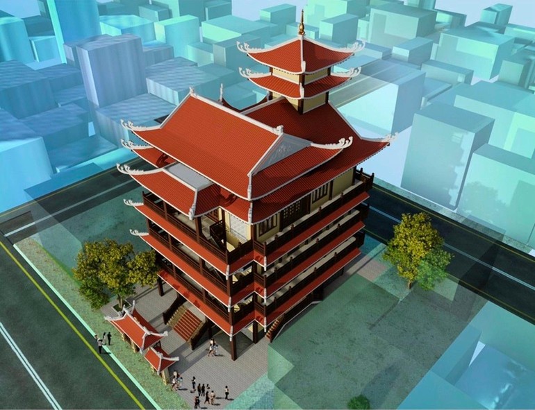 Phối cảnh tổng thể công trình chùa Hồng Liên