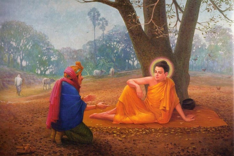 Đức Phật đang thuyết pháp cho một người chăn bò