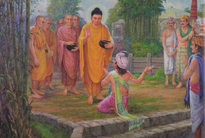 Vua Tần-bà-sa-la thỉnh Phật vào thành Vương-xá (tranh PGNN)