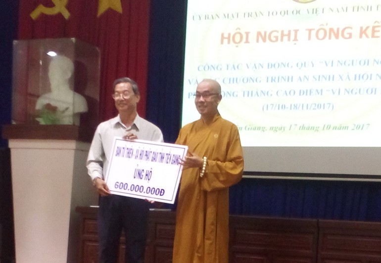 Tiền Giang: Phật giáo tỉnh ủng hộ trên 5,6 tỷ đồng
